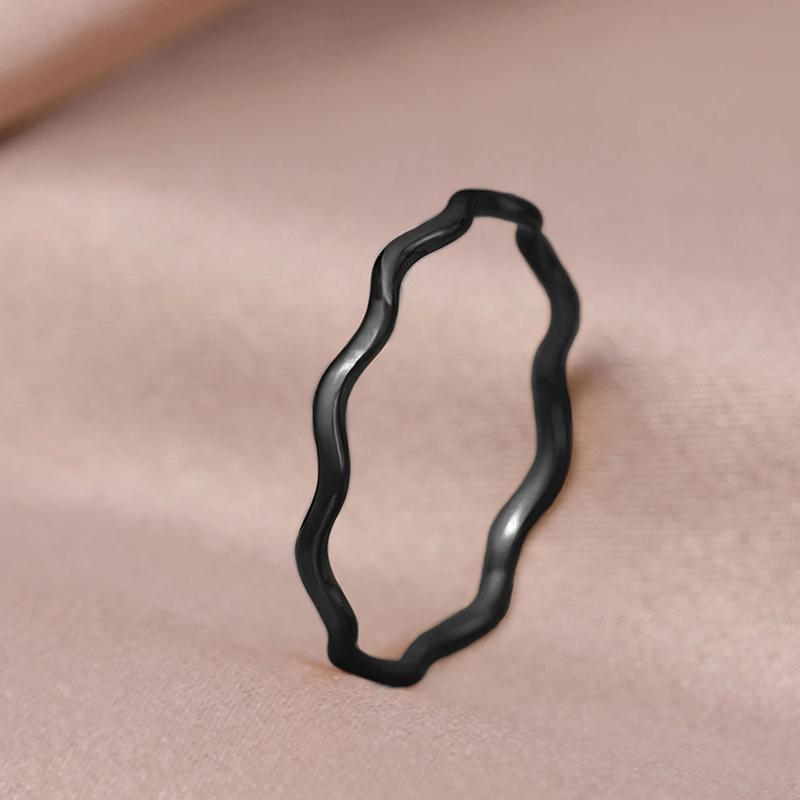 Wave Shaped Finger Ring for Women Simple Stylish Thin Rings Temperament Versatile Female Accessories Stackable Jewelry