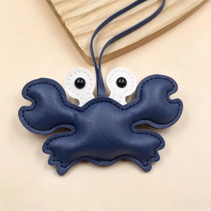 Creative Crab Keychain Scratch Resistant PU Leather Key Ring Hawaii Trip Souvenir Perfect Gift for Collectors