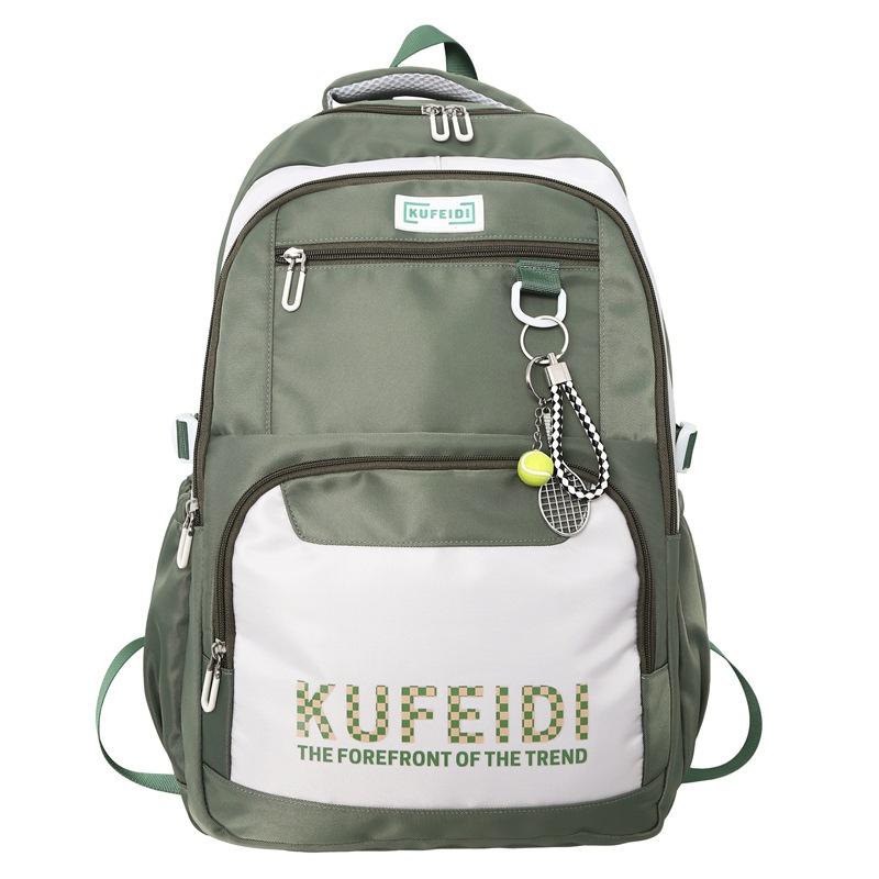 Контрастный цветной школьный рюкзак для женщин с буквами, большой емкости, мужской дорожный рюкзак зелёный