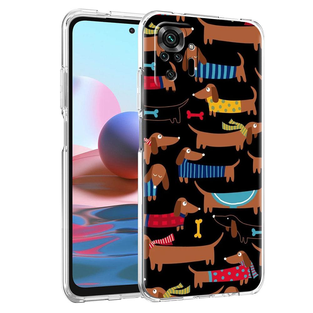 Clear Case For Xiaomi Redmi Note 10 9 8 Pro 9S 10S 7 K40 9A 8T 9C 9T 8A Silicone Phone Cover Soft Shell Dachshund Silhouette Dog
