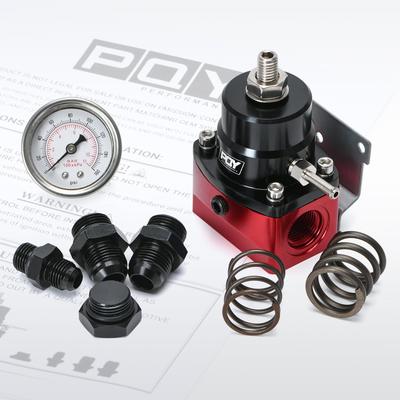 Aluminium Universell Justerbar AN8 Matning & AN6 Returledning Bränsletrycksregulator Med 0-160PSI Mätarsats 3-20 20-45 45-70 Tryckfjädrar