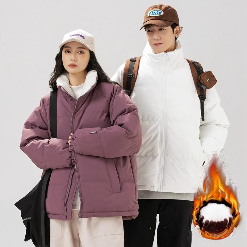 New Cotton Clothes Men's Stand-up Collar Trendy Hooded Trendy Brand Bread Clothes Thickened Warm Cotton Clothes Couple Loose Coat