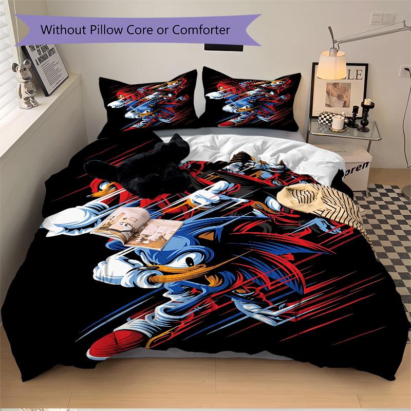 3pcs Sonic the Hedgehog & Friends Home Decor Bedding Set-Universal Three-Piece Suit for Bedroom, Guest Room, Living Room, Hotel-Perfect Gift