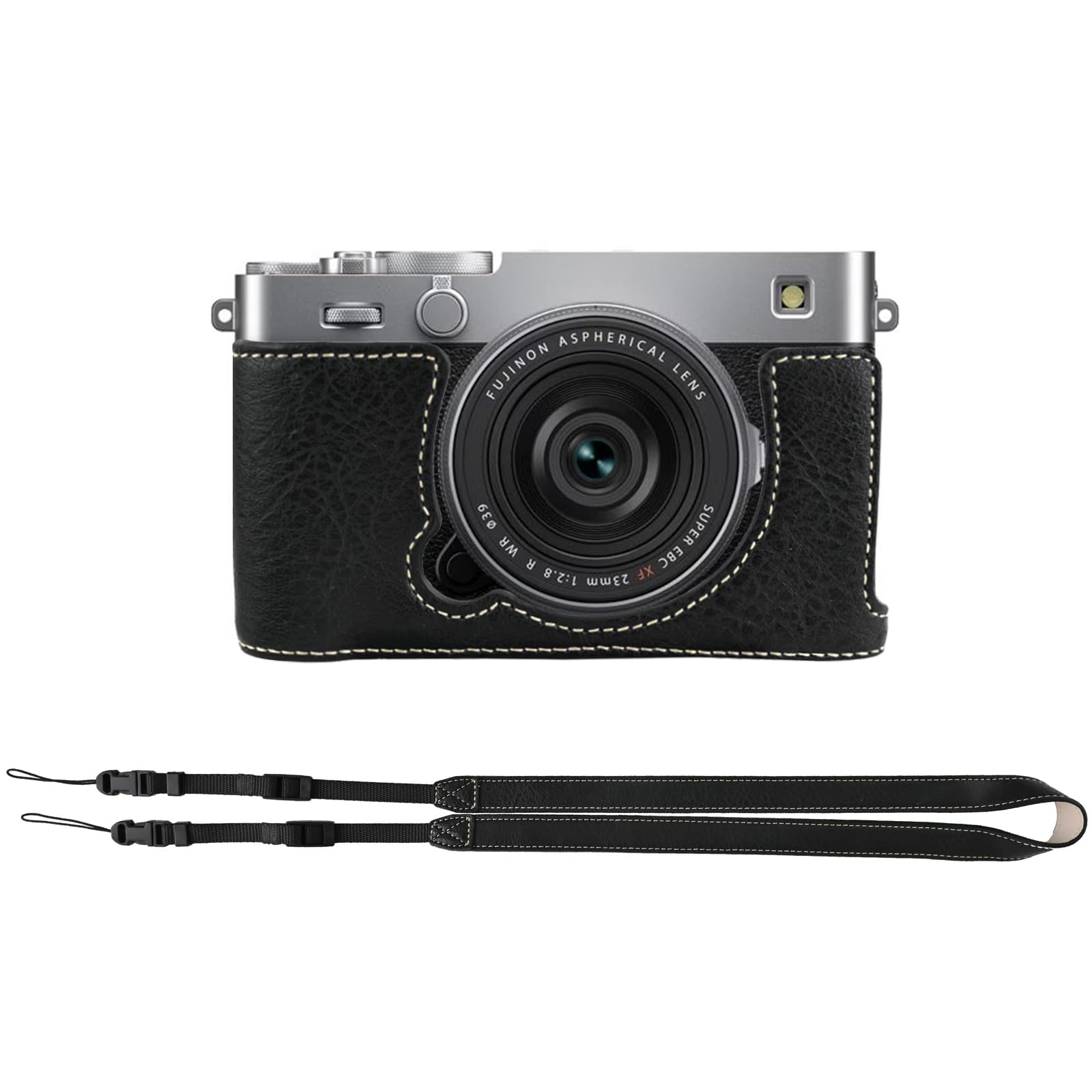 

ITARUKEN Camera Case for Fujifilm X-E5, XE5 Compatible, Half Case, PU Leather, Hand Grip, Tripod Hole, Protective, Shoulder Strap Included, Black