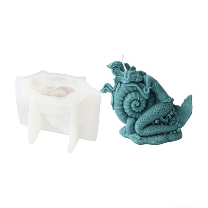 QX2E Silicone Mold Large Oceanid Mermaid Resin Mould DIY Shell Conch Soap Mold