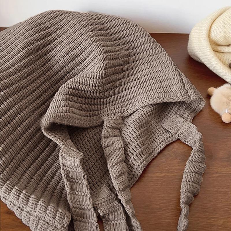 Fashi Causal Soft Knitted Solid Color Women's Shoulder Bag Large Capacity Female Underarm Bag For Commute Outings