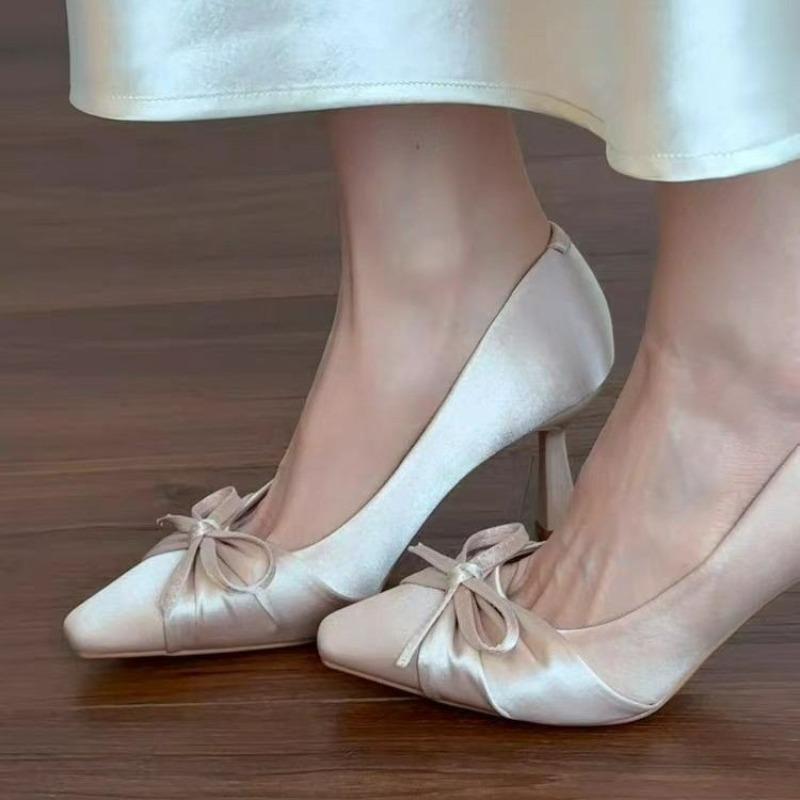 Fashion 2025 Designer Casual Ladies High Heels Fashion Pleated Ladies Bow Luxury Brand Baotou Party Dress Stiletto Sandals 35--40 Sizes