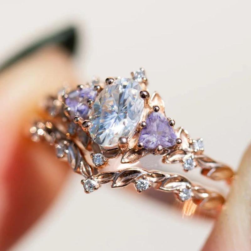 Simple Small Fresh Copper Zircon Ring Three-Piece Fashionable Personalized Ring no. 6
