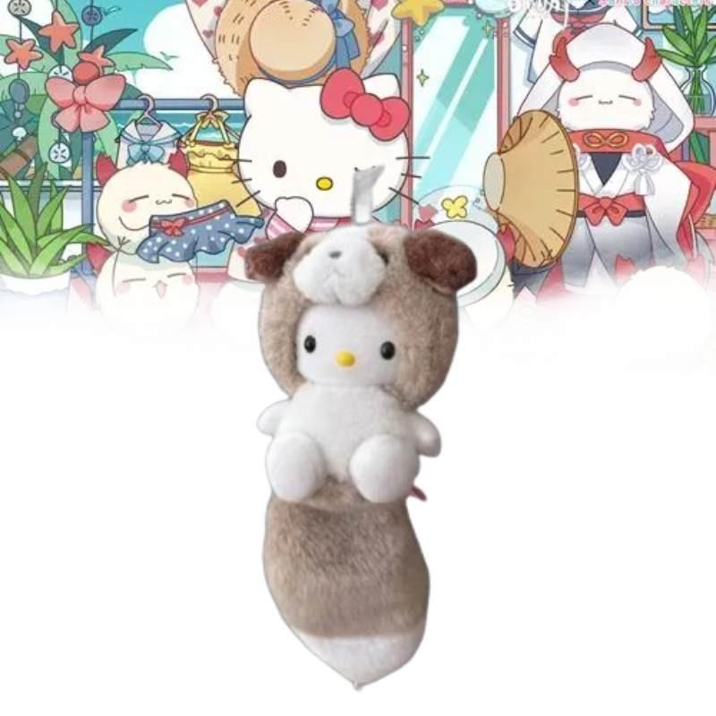 Husky Long Tail Kitty Plush Stuffed Animal Keychain Cartoon Hello Cat Backpack Ornament Gift Series 22cm