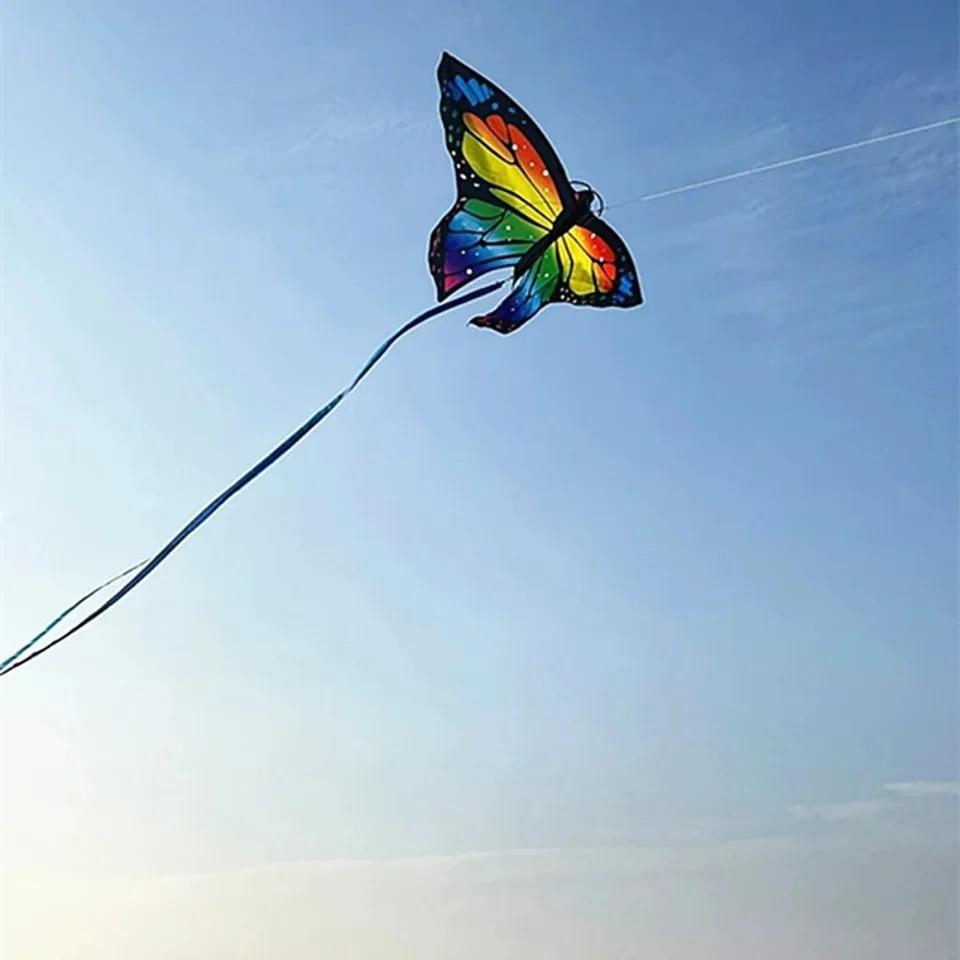 1.45m Colorful Butterfly Kite for Kids Easy To Fly Steering Flying Kites with Long Tail Outdoor Toys Perfect for Family Fun