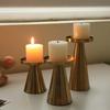 3PCS/SET Wrought Iron Nordic Golden Candle Holder Cone-shaped Scented Candles Pillar  Wedding
