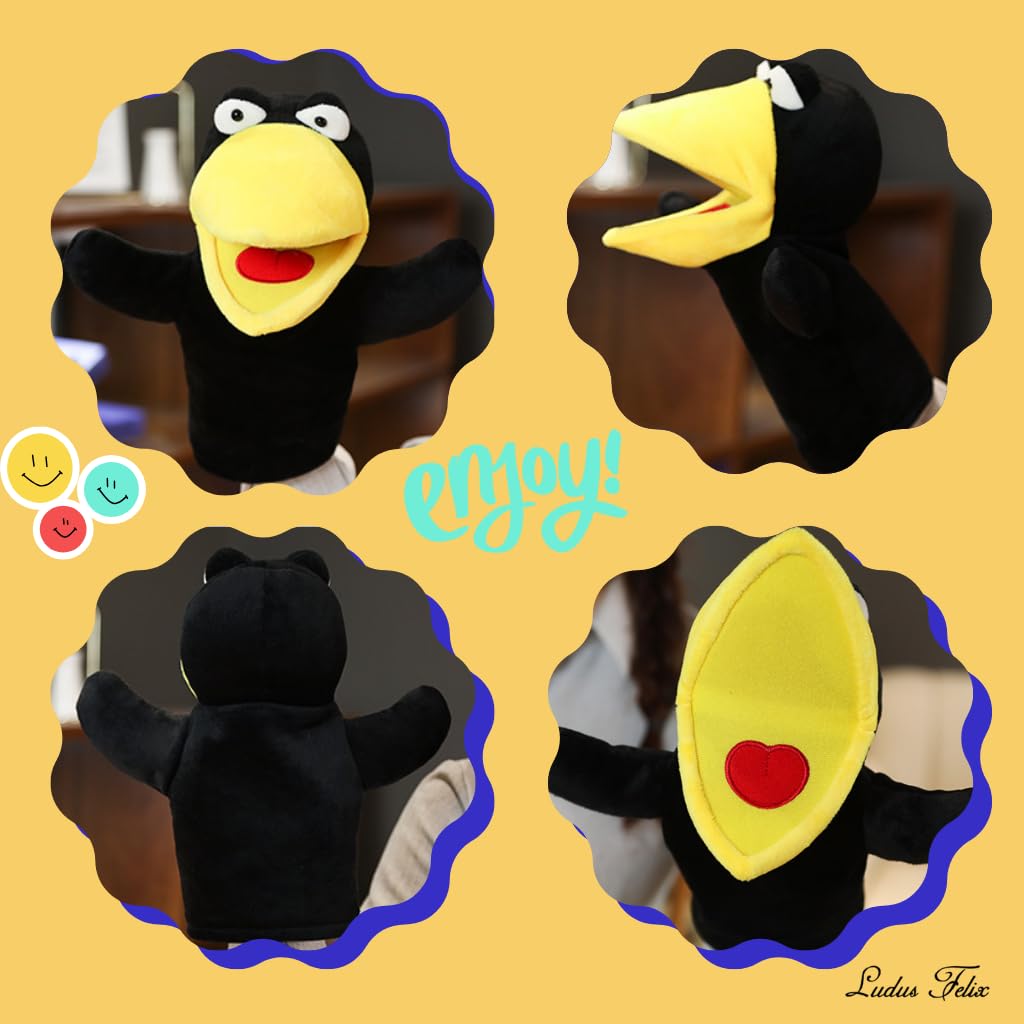 Ludus Felix Handpuppe [Inländisch getestet] Puppenspiel Handschuhpuppe Bauchrednerei Plüschtier (Krähe)