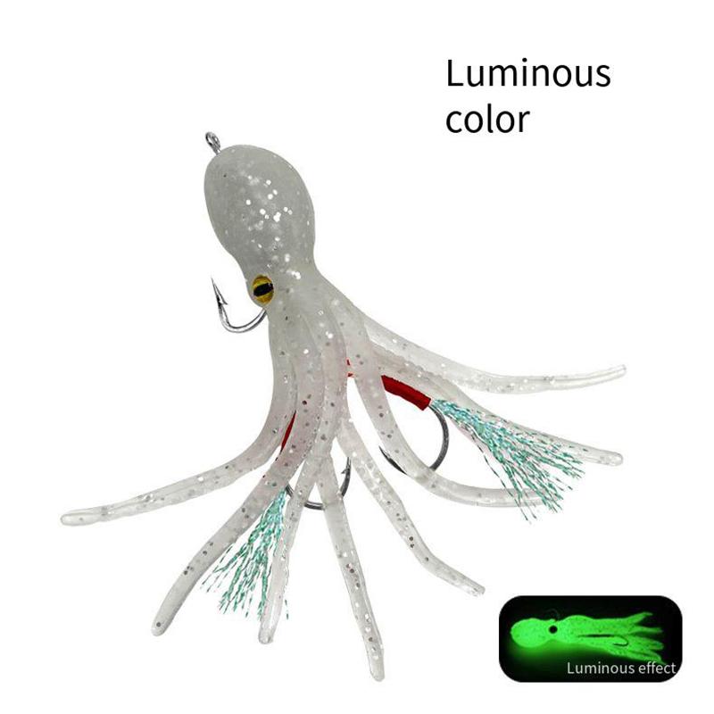 

Octopus Fishing Lure 19g Double Hook Artificial Silicone Soft Baits Triple Jig Sinking Octopus Swimbaits For Bass Trout Shad флуоресценции зеленый