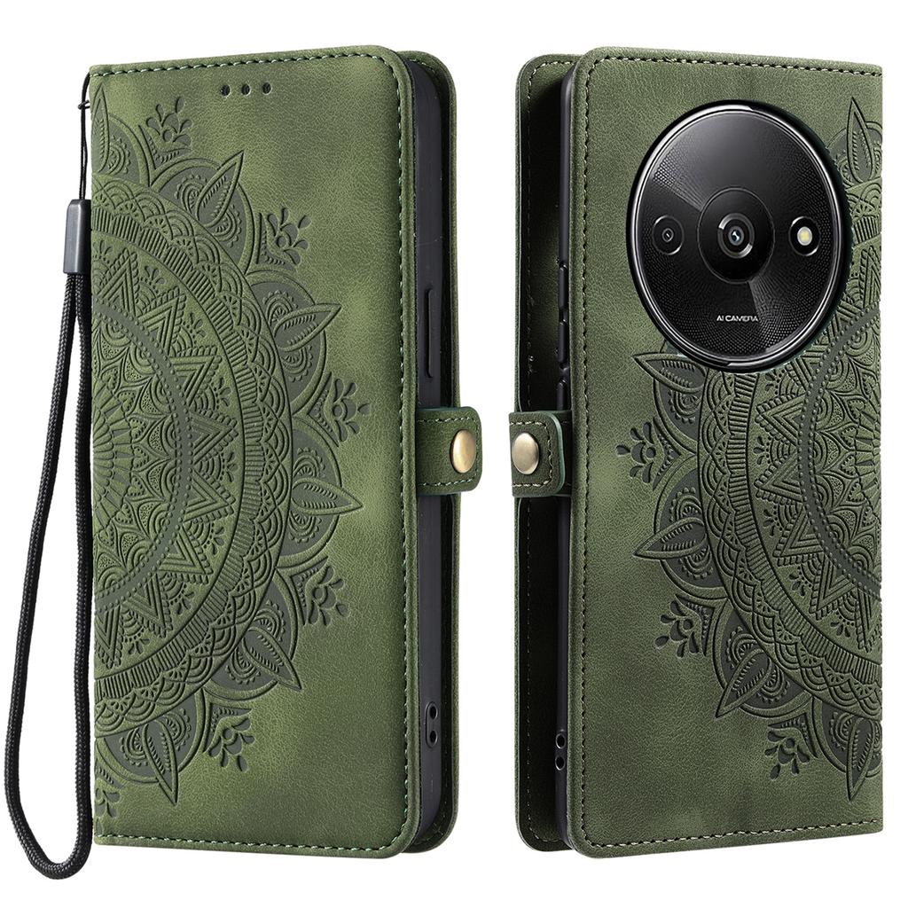 Style 016 For Xiaomi Poco C61 4G/Redmi A3 4G Case Skin Feel Totem Imprinted Wallet Leather Phone Cover
