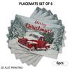 4pcs/6pcs Vintage Red Truck Christmas Table Mats Suitable for Dining, Placemats with Red Truck for Xmas Decor, Hand Washable Rectangular Holiday Weddi