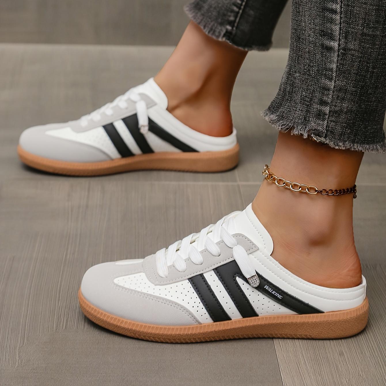 

Женские дышащие слипоны - Легкая летняя повседневная обувь с верхом из синтетического материала, нескользящей резиновой подошвой и золотой цепочкой-браслетом на щиколотке 40