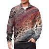 Men's Loose Casual 1/4 Zip Sweatshirt Fashion Printed Long Sleeve Top With Pockets