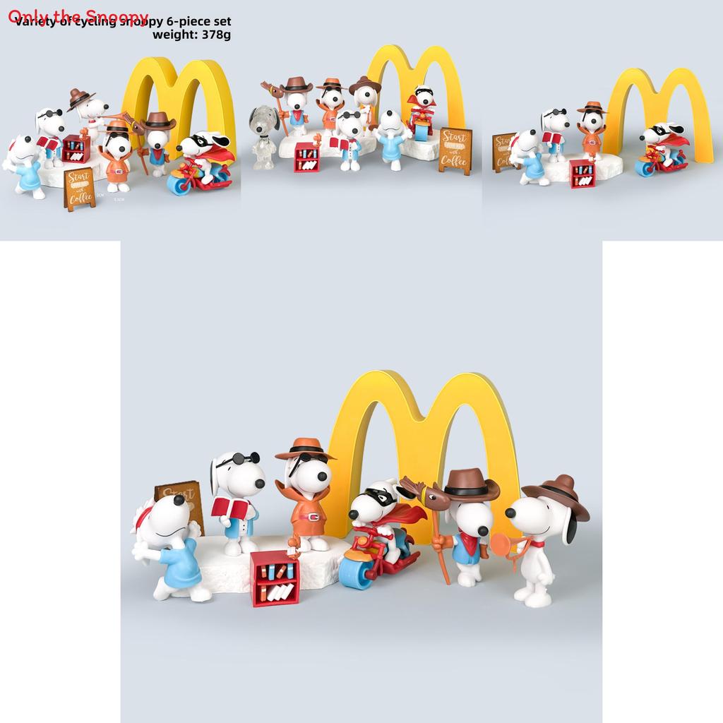 Snoopy Motorrad-Sammelfigur aus PVC, Kinderspielzeug zum Zusammenbauen für Fans