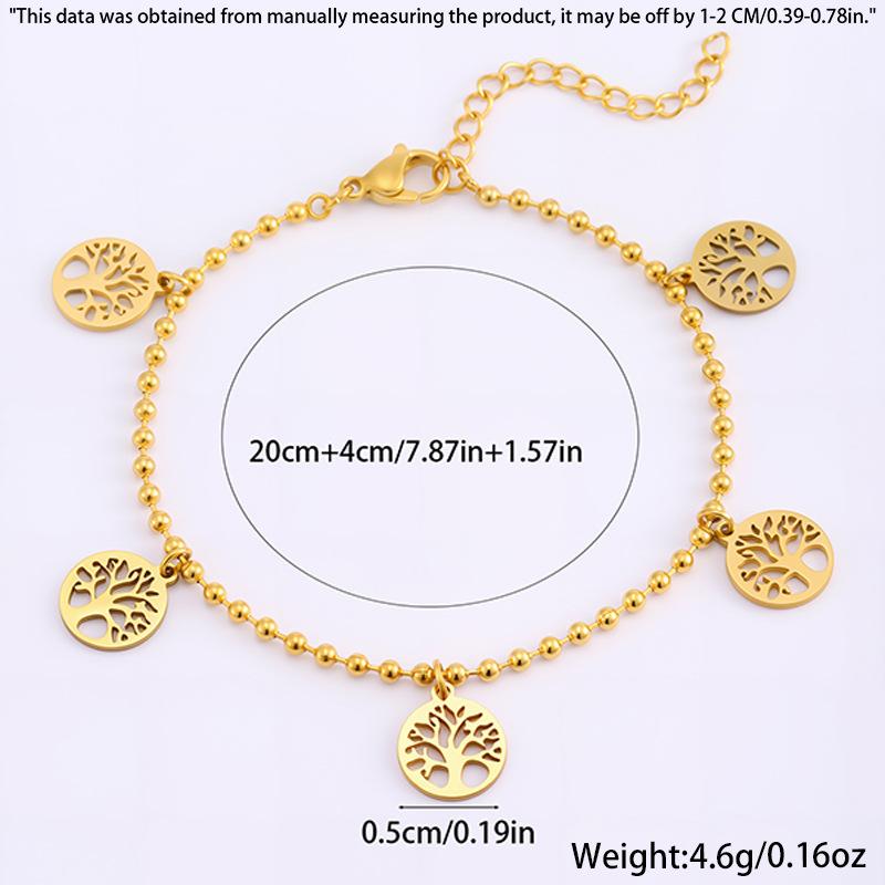 Titanium steel bracelet with a light luxury and high-end feel, beaded tree of life sand gold bracelet for women, non-fading stainless steel jewelry