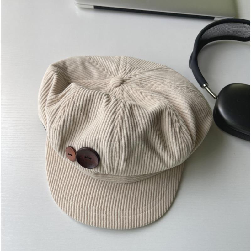 

Vintage Beret Newsboy Hat Korean Style Adjustable Autumn Winter Hat Women Berets Painter Cap Elegant Artistic Duck Tongue Beret бежевий