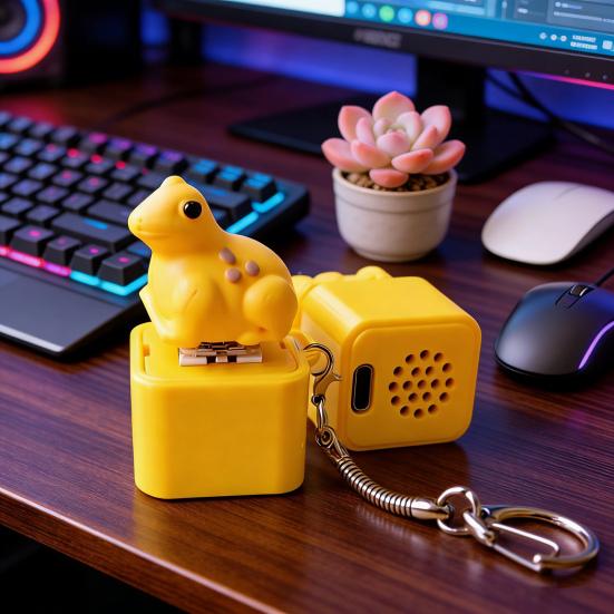 Portachiavi a Pulsante con Suono Realistico di Rana e Luce LED Giocattolo Carino per Alleviare lo Stress Souvenir Unico di Rana Regalo di Compleanno per Amanti delle Rane