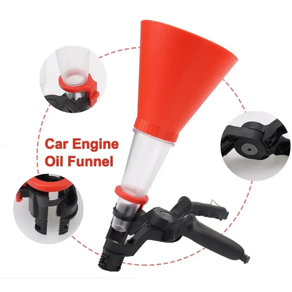 Universal Engine Oil Filling Funnel Set Plastic Adjustable Adapters Change Equipment Car Refueling Accessories Tool