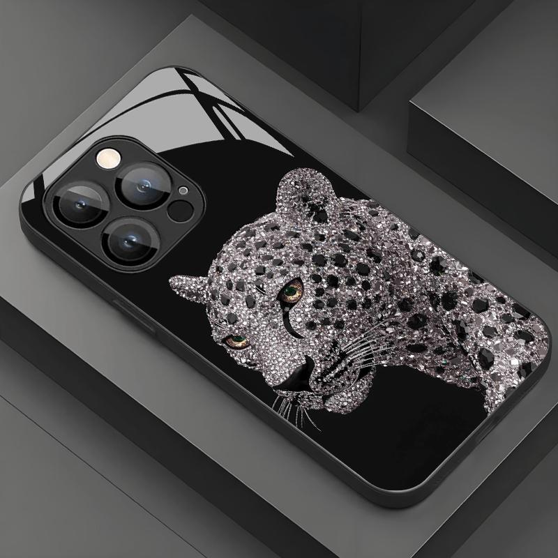 Gorgeous Cheetah Creative Tempered Phone Case Suitable for iPhone 17 16 15 14 13 12 11 Pro/Max/Plus Anti Drop and Anti Shock