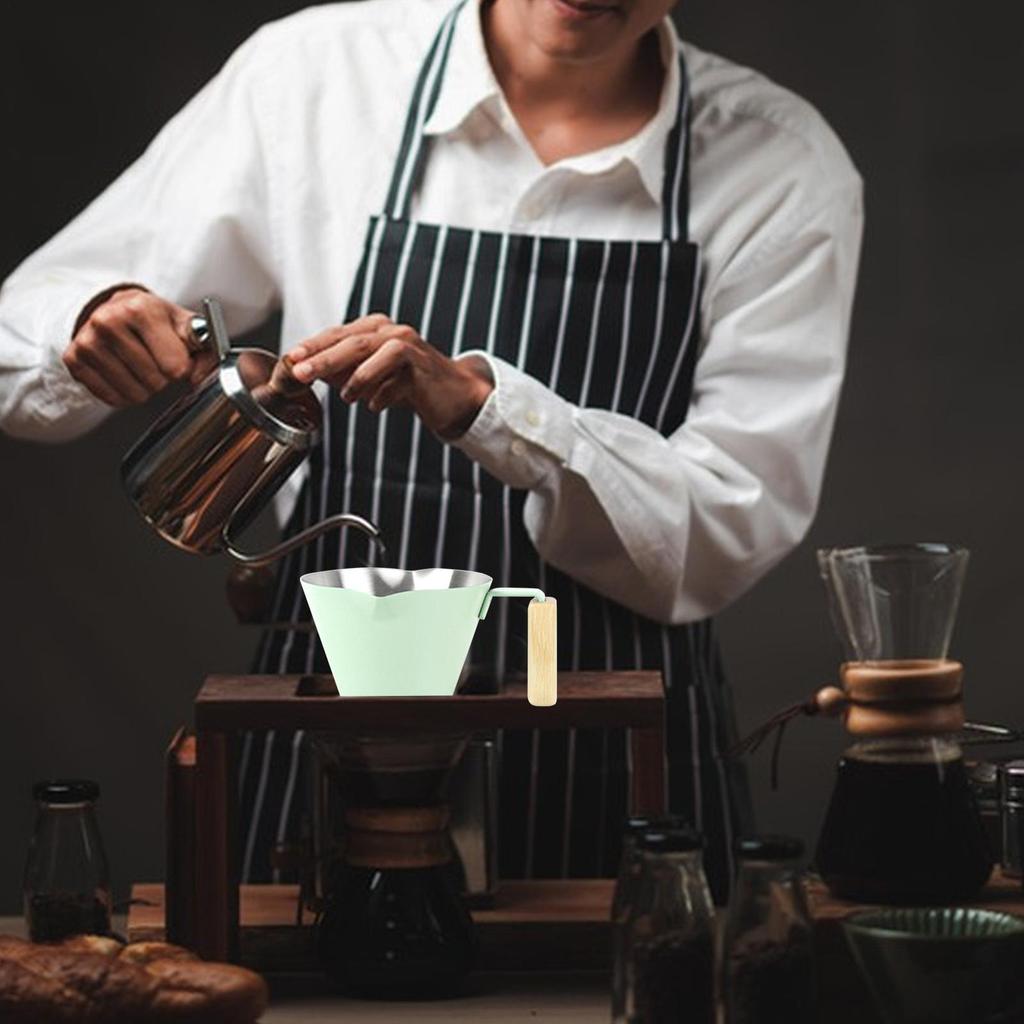 Coffee Measuring Cup 100ml Double Spout Brewing Mug With Scale Stainless Coffee Pour Cup With Handle For Cafe Tea Milk Home