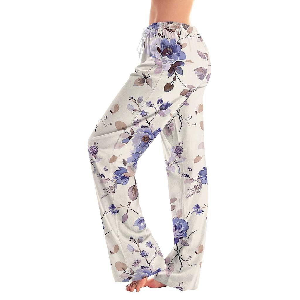 Damenmode Lockere, lässige Freizeithose mit Blumenmuster