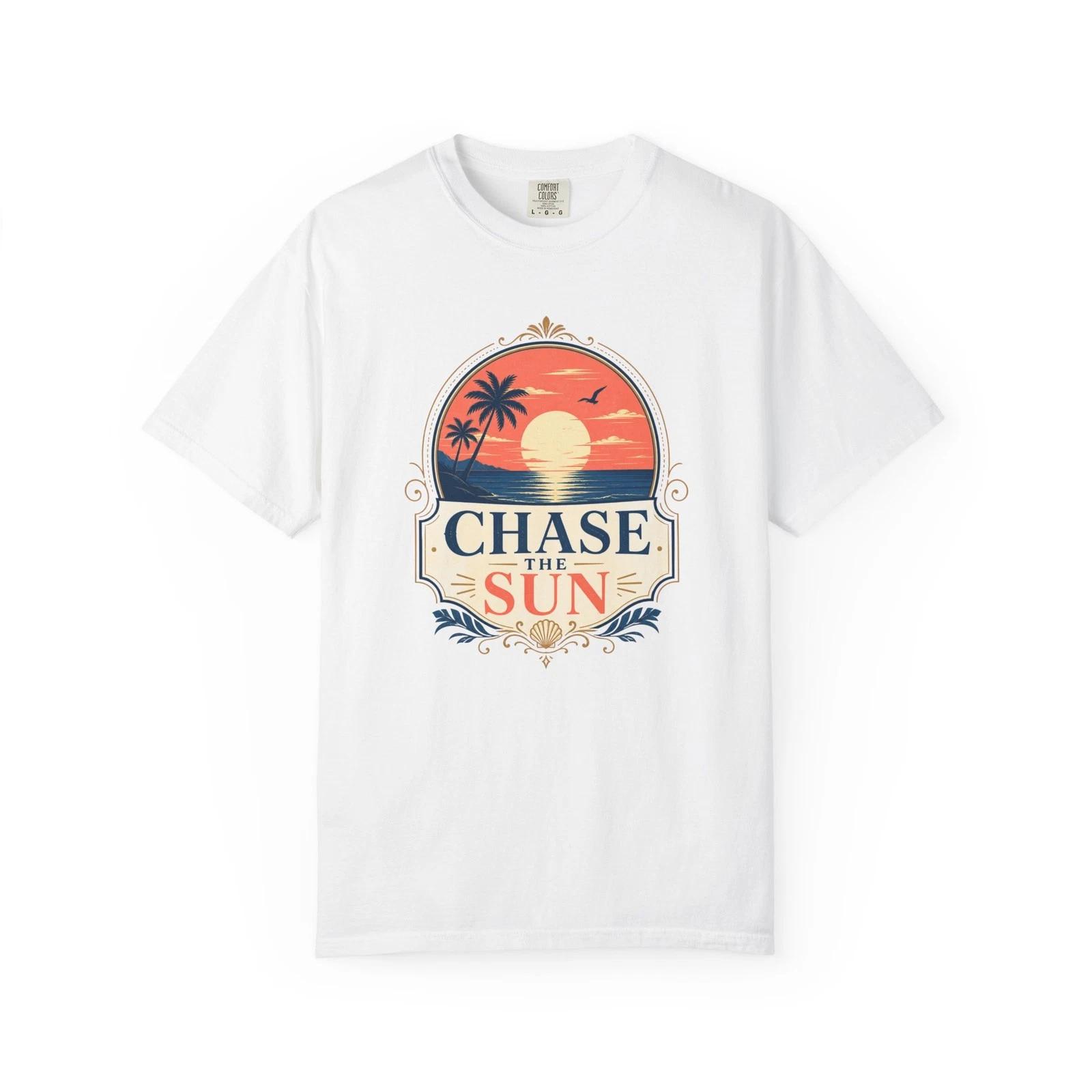 

Chase The Sun T-T-Shirt Vintage Beach Sunset Graphic Tee 4XL