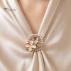 Shirt Collar Clip Solid Alloy Pin, Four-Leaf Clover Center Shape Brooch Pin with Metal Faux Opal, Electroplated Anti-Oxidation Fastener for