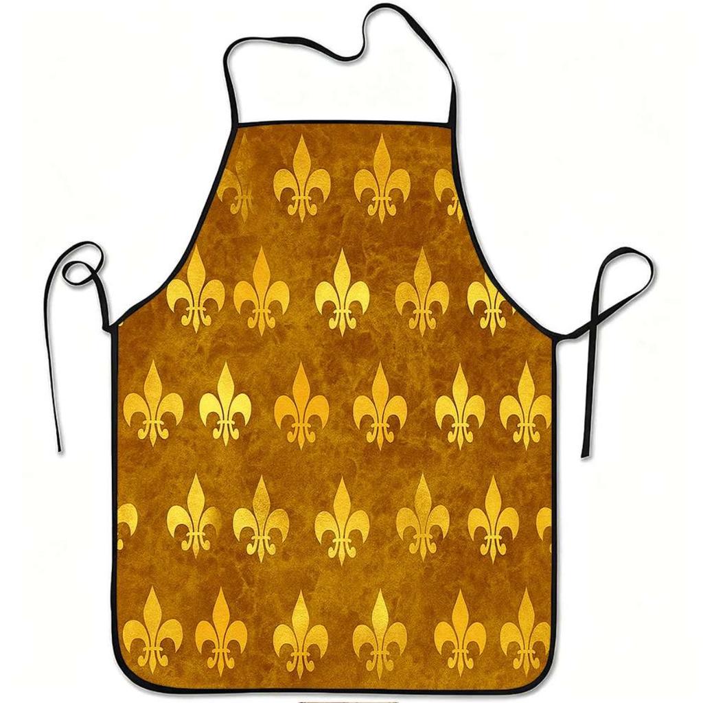 1pc Golden Floral Pattern Apron, Sturdy and Durable with Easy Maintenance, Adjustable Waist, Made of Polyester, Suitable for Cooking, Gardening, Fruit
