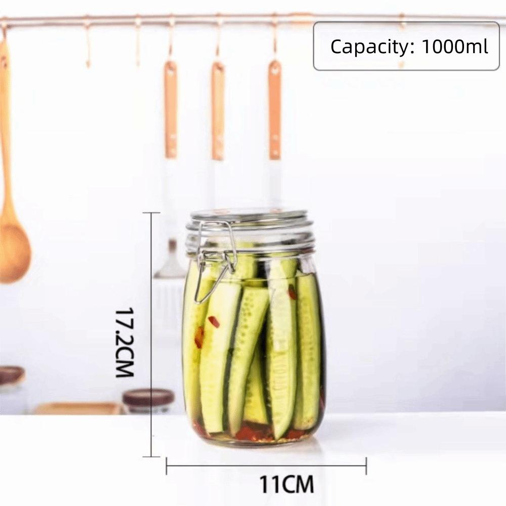 

Герметична кришка Скляна герметична пляшка Прозора ємність для зберігання Харчова банка для соління Домашня 1000ml