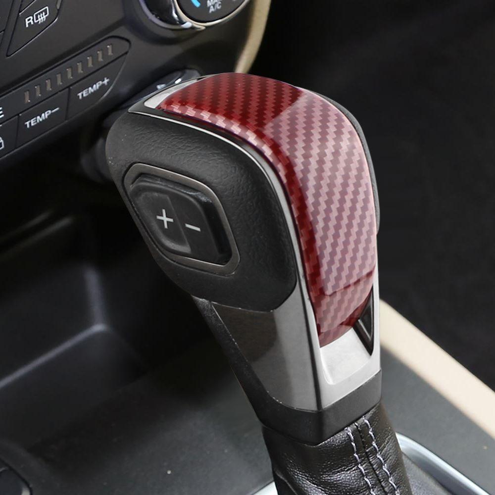 Abs Carbon Fibre Gear Head Shift Knob Protection Cover Sticker Carbon Fiber Red