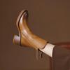 Fashion Woman Mid Calf Boots Women Zipper Chunky Heels Female Footwear Ladies Leather Short Boots Fashion Women's Shoes Botas De Mujer