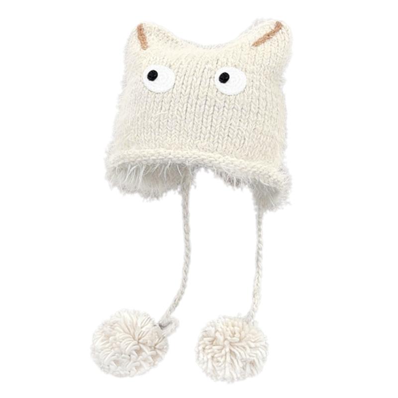 Novelty Cats Ear Skull Hat for Female Girl Outdoor Sport Hat Adult Casual Street Wear Warm Skull Hat for Cycling Skiing