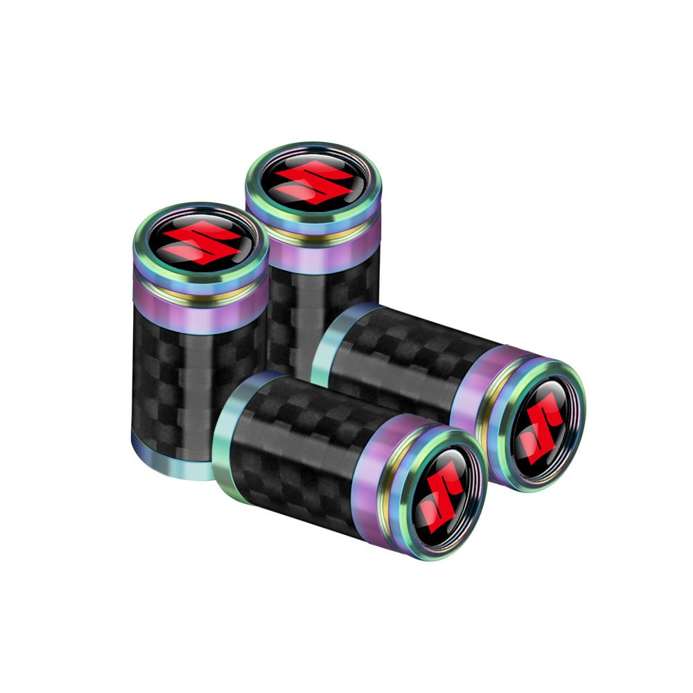 4Pcs Car Accessories Carbon Fiber Tire Valve Dust Cap Car Exterior Decoration for Suzuki SX4 Gsxr 600 Wagon Baleno Ignis Vitara