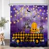 Full Moon Night Halloween Shower Curtain Flying Witch Evil Pumpkin Wizard Graveyard Horror Bath Decoration Bathtub Curtain