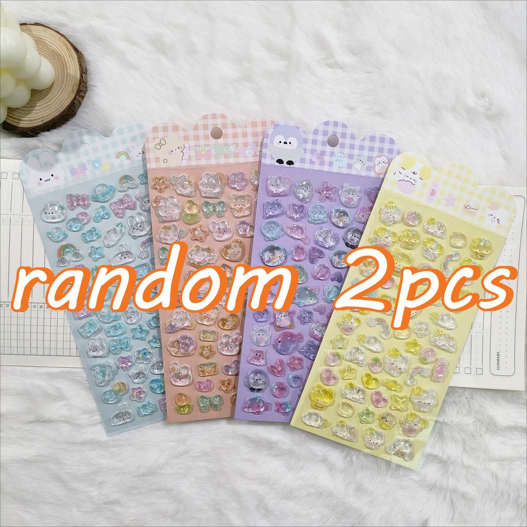 4PCS 3D Crystal Cute Animal Stickers Exquisite Aesthetics Album Phone Case Diary Keyboard Decoration Gift