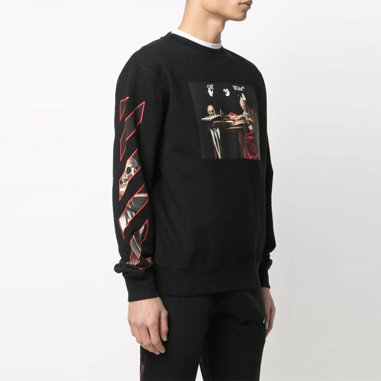Off-White SS21 Sweatshirts Unisex Black Crew Neck Moderate Regular OMBA025R21FLE0051025