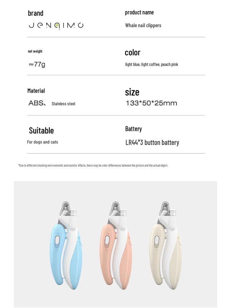 LED Cat & Dog Nail Clippers with Anti-Bloodline Light and Grinder Kit