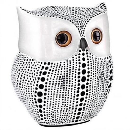 Modern Classy Lucky Owl Resin Art Figure Showpiece -(Pack of 1, White)