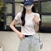 Women's Slim-Fit Pure Cotton U-Neck T-Shirt - Short Sleeve, Versatile Summer Outerwear