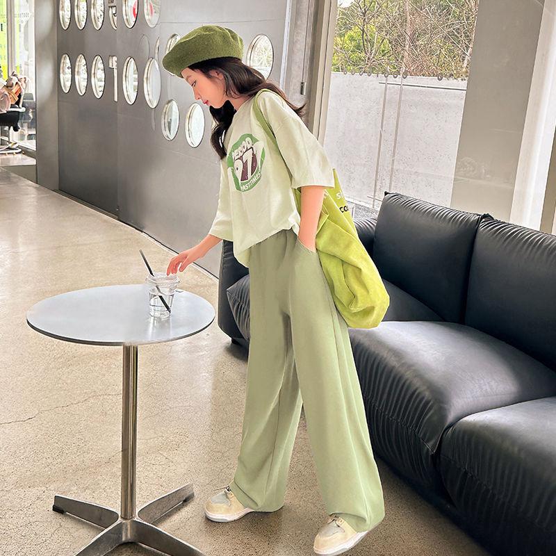 Girls' Summer 2025 Two-Piece Sports Suit: Short-Sleeved Casual Wear