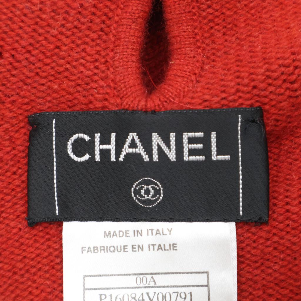 Chanel Red 00A P16084V00791 Cashmere High Neck Knit Tops 38 RedUsed