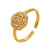 Stainless Steel Cute Rose Flower Open Ring with 3D Carved Design