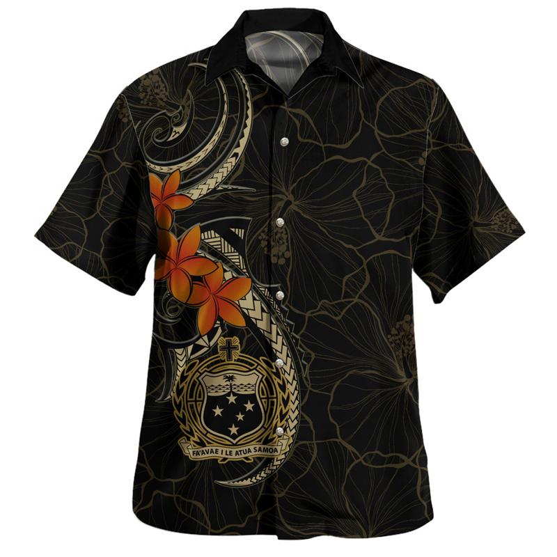 Samoa Polynesische Hawaiian Hemden Für Männer Design Kurzarm Revers Bluse Tops Damen Sommer Lässig