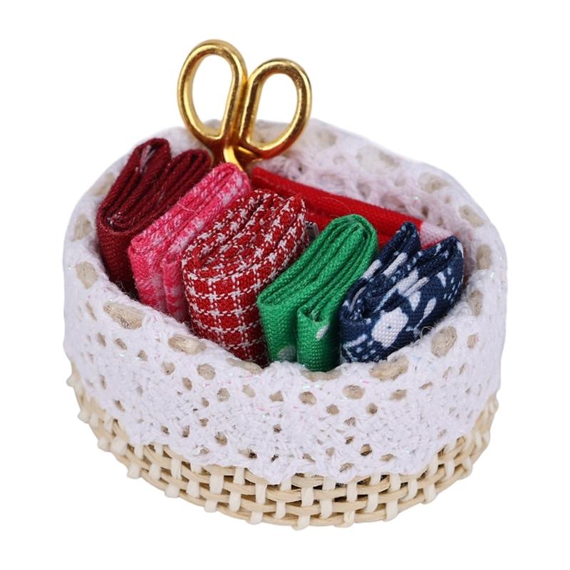 

Realistic Doll home Miniature Basket Crafting Props Strong Polyester Metal Component Safe For Kids Craft Setups 1