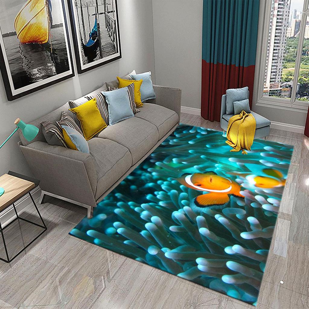 3D Hawaiian Sea Ocean Tropical Fish Carpets for Living Room Fish Animal Rugs Kids Bedroom Carpet Soft Floor Mat Parlor Decor Rug
