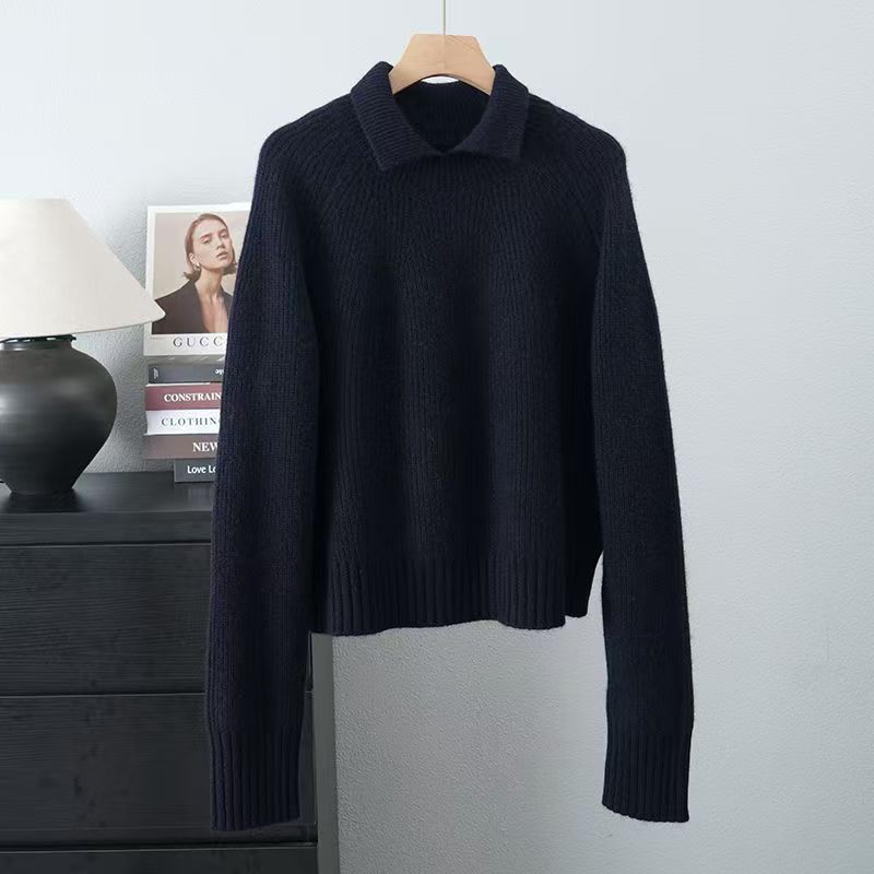 Fashion France Knit Long Sleeve Tops Woman Design Loose Slim Solid Sweater Female Retro Chic Elegant Casual Thicken Warm Clothes New